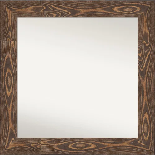Vista 10 de Amanti Art Espejo de baño marrón para sobre fregadero, 26 x 26 pulgadas, espejo de tocador cuadrado marrón rústico Alexandria, marco de madera
