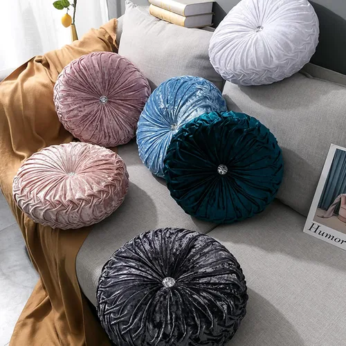 Vista 6 de HLOVME Cojín decorativo redondo para sofá, cama, sala de estar, cojín pequeño de suelo para adultos y niños, 13.7 pulgadas (A01-rosa)