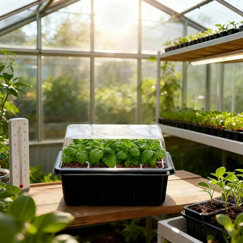 Vista 8 de Bonviee Paquete de 5 bandejas de inicio de semillas, kit de iniciación de plantas con cúpula de humedad ajustable y base de invernadero para Negro