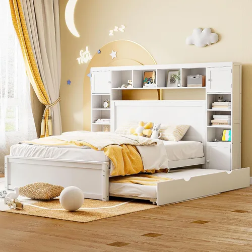 Vista 12 de Harper & Bright Designs Cama de plataforma de madera tamaño individual con cajones de almacenamiento para ahorrar espacio, marco de cama vintage