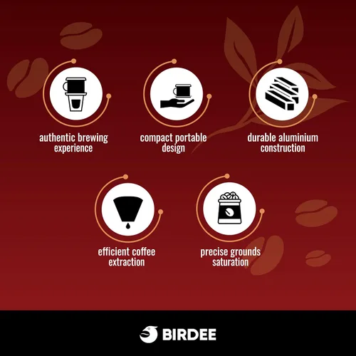 Vista 8 de Birdee Gotero de café vietnamita de aluminio – Negro, 6 onzas, filtro Phin, ligero y portátil, perfecto para Ca Phe Sua Da, uso doméstico, viajes