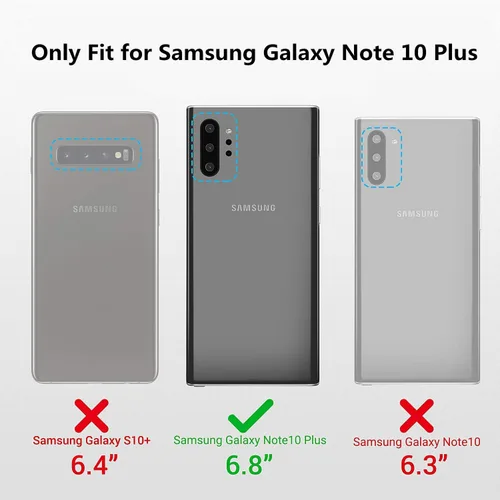 Vista 2 de iCoverCase Funda tipo cartera para Samsung Galaxy Note 10 Plus, cuero sintético de alta calidad, ranuras para tarjetas, soporte para tarjetas
