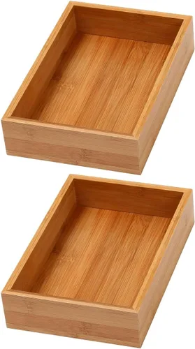 Vista 14 de YBM Home Caja de almacenamiento organizadora de cajones de cocina hecha de bambú, 3x3x2 pulgadas 320
