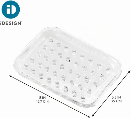 Vista 3 de iDesign Jabonera de plástico para ducha de baño, juego de 1, rectangular