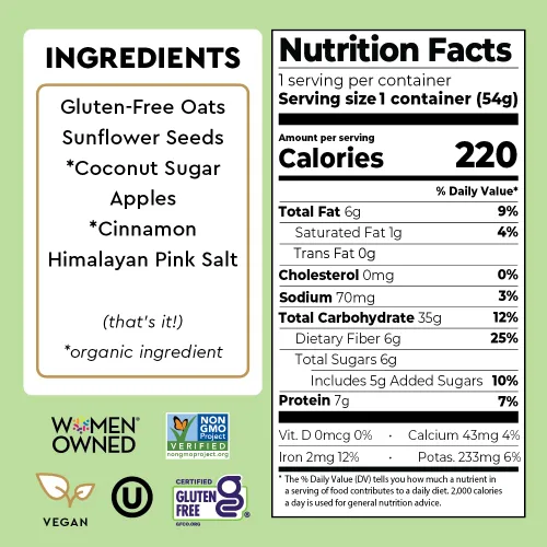 Vista 2 de Mylk Labs - Avena instantánea – Manzana – Sin nueces, sin gluten, alta fibra, alto en proteínas, desayuno bajo en azúcar, paquete de 6