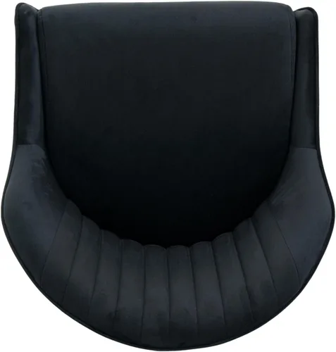 Vista 8 de Hyfirm Juego de 2 sillas de comedor tapizadas de terciopelo negro y dorado, sillas de cocina modernas con acento de barril glamoroso, patas de metal