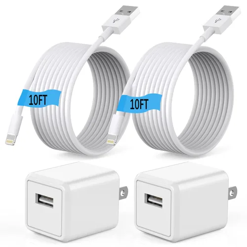 Vista 8 de Cargador de iPhone, [Certificado MFi] Paquete de 2 adaptadores USB de bloque de cargador de pared USB a cable Lightning cable de carga rápida