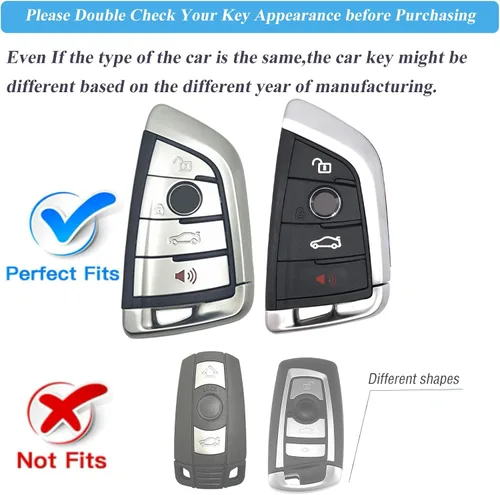 Vista 2 de Funda para llavero de automóvil compatible con BMW, accesorios de soporte de cristal plateado y morado