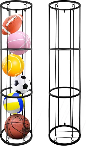 Vista 7 de Garage Ball Storage Rack, Wall-Mounted Basketball Holder, Vertical Ball Rack for Soccer Volleyball Football Basketball, Space-Saving Sports Ball