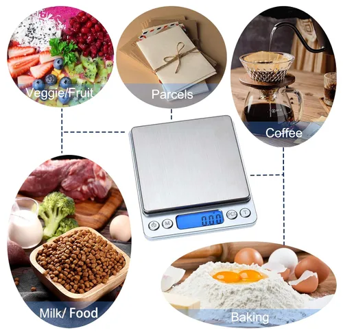 Vista 4 de Báscula digital de alimentos de 105.82 oz/0.00 oz oz gramos y onzas, báscula de cocina para cocinar hornear con retroiluminación pantalla LCD, tare