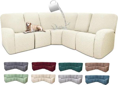 Vista 119 de Fundas de sofá reclinable seccional 100% impermeables para sofá reclinable en forma de L, funda de sofá modular de esquina en forma de L, fundas