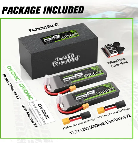Vista 6 de OVONIC 3S LiPo Batería 11.1V 5000mAh 120C con XT60 y TRA Plug Match RC Coche Camión Avión Helicóptero Barco