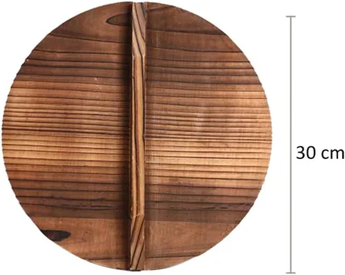 Vista 3 de Cabilock Tapa de olla de madera, protector de salpicaduras de aceite para cocinar, diseño elegante que retiene el vapor evita quemaduras