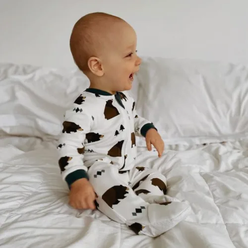 Vista 38 de ZippyJamz - Pijama orgánica para bebé con pies y cremallera para cambiar pañales fácil y rápido