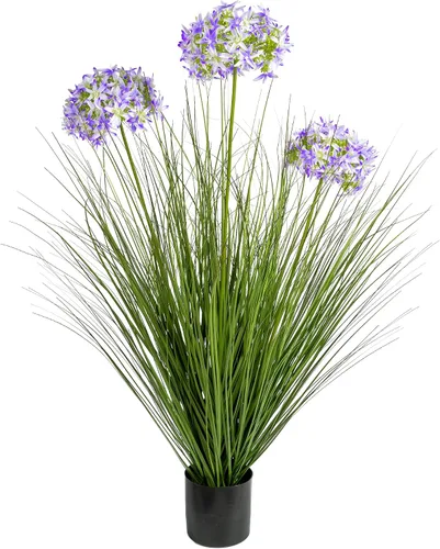 Vista 14 de Ttranewsoo Plantas artificiales de césped alto con macetas de 47 pulgadas, 1 paquete de césped artificial de lirio de los valles, decoración