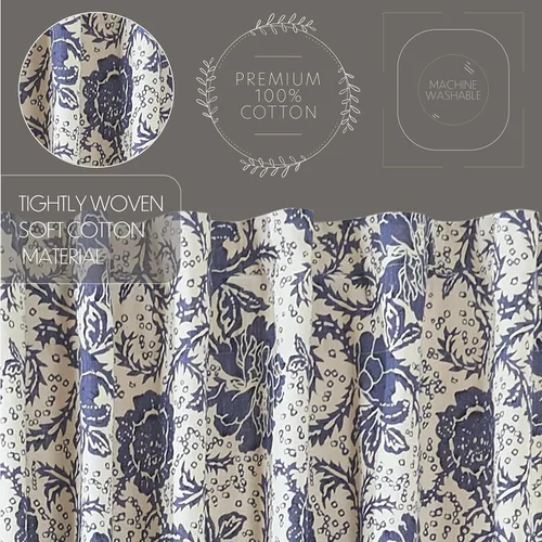 Vista 4 de VHC Brands Dorset Cortina de cenefa para ventana, floral, azul marino, 16 x 73 pulgadas