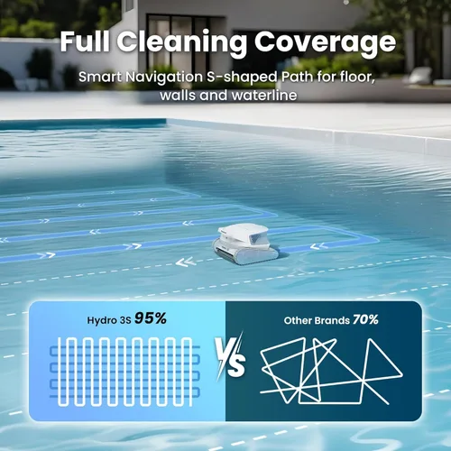 Vista 2 de Chasing Hydro 3S Limpiador Robótico para Piscinas Enterradas - 300min de duración, bombas duales centrífugas, 4 modos de limpieza, ideal