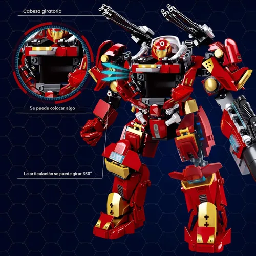 Vista 3 de HIGH GODO Mech Robot - Juego de bloques de construcción transformables para adultos, City Warrior Justice Hero Soldier Mech Model Building Kit, Cool