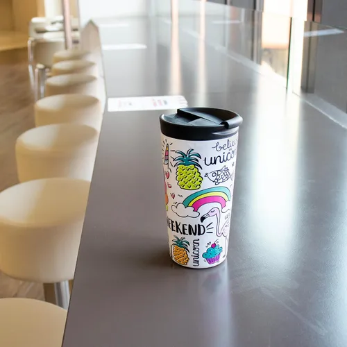 Vista 6 de IDRINK® - TAZA DE VIAJE con aislamiento de acero inoxidable Termo 11.8 fl oz UNICORNIO