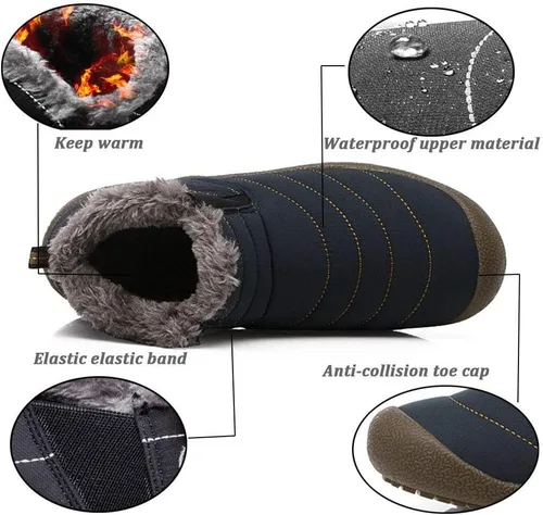 Vista 4 de Eagsouni Botas de nieve para hombre y mujer, zapatos de invierno, antideslizantes, resistentes al agua, totalmente forradas de piel, para exteriores
