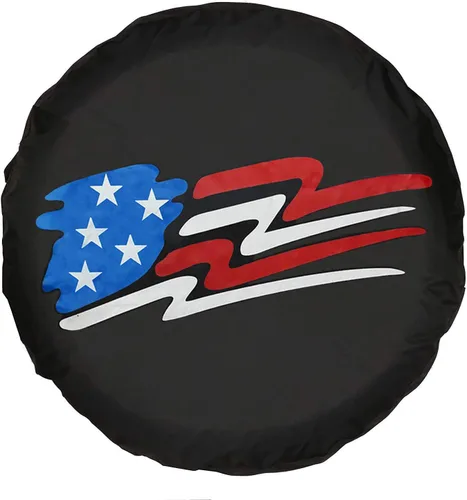 Vista 10 de Cubierta de rueda de repuesto, de piel de PVC, impermeable, a prueba de polvo, con bandera estadounidense, para Jeep Liberty Wrangler Rv Backoff