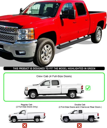 Vista 2 de APS IBOARD - Estribo para camioneta de 4 puertas de tamaño completo para Chevy/Gmc Silverado/Sierra Crew Cab Aluminio negro