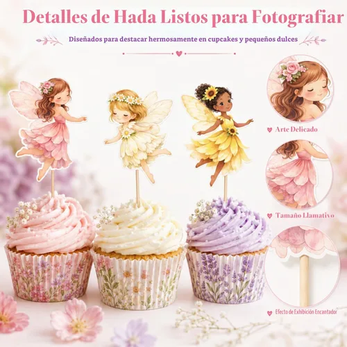 Vista 3 de ALISSAR 36 adornos para cupcakes de hadas, decoración de fiesta