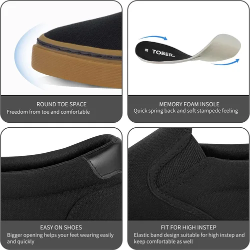 Vista 5 de Zapatos bajos clásicos negros para hombre, zapatillas de lona de moda con plantilla suave, zapatos de vestir casuales para hombres, zapatos cómodos