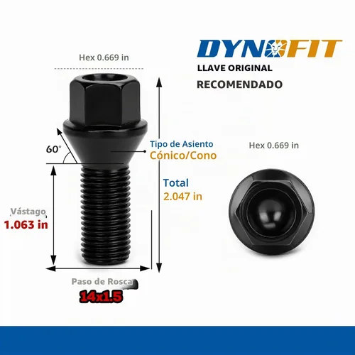 Vista 2 de Dynofit Pernos de llanta de 14 x 1.5 para Audi, 20 piezas de pernos