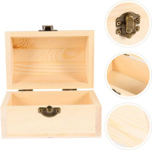 Vista 3 de Cabilock Bandeja organizadora de aretes, caja de madera para manualidades, caja de madera sin terminar, caja de madera con tapa, caja de madera sin