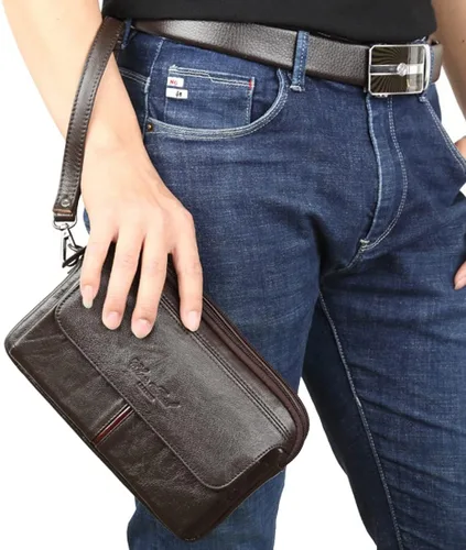 Vista 5 de KPYWZER Bolso de mano de cuero para hombre