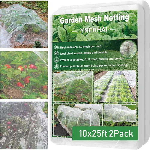 Vista 8 de Barrera de malla de jardín de 10 x 25 pies, red de plantas de árboles frutales para vegetales, arbustos de arándanos, cubierta de fila, protección