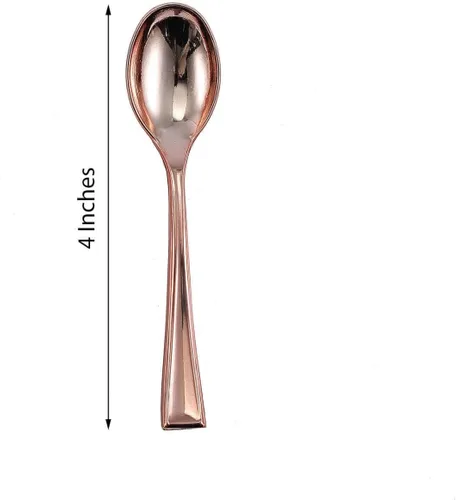 Vista 3 de Efavormart - Juego de 24 cucharas de plástico de 4 pulgadas, pequeñas cucharas desechables para degustación de postres con acabado metálico