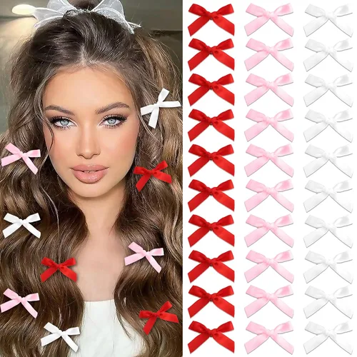 Vista 13 de 20 piezas de lazos negros para el cabello con cinta, clips tipo cocodrilo para el cabello, pasadores para el cabello para adolescentes, pinzas