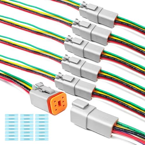Vista 18 de Kit de 6 conectores Deutsch DT de 2 pines negro macho hembra arnés de cableado Deutsch Pigtail de 2 vías impermeable conector eléctrico automotriz