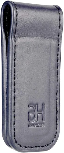 Vista 9 de Soporte magnético delgado para tarjetas de visita de cuero genuino para hombres, Negro -, Slim