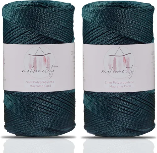 Vista 76 de Makromecity, Cordón de macramé de poliéster de 2 mm x 250 yardas (750 pies) Cordón de macramé de 2 mm de polipropileno para arte y manualidades