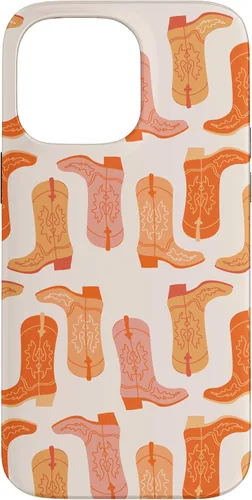 Vista 21 de Cowboy Boot Illustration Preppy Western in Orange Case for iPhone 17