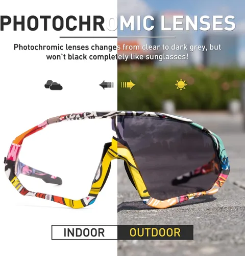 Vista 3 de KAPVOE Gafas de ciclismo fotocromáticas para hombres y mujeres, gafas de sol para bicicleta de montaña MTB, para bicicleta de montaña Clear - K9408