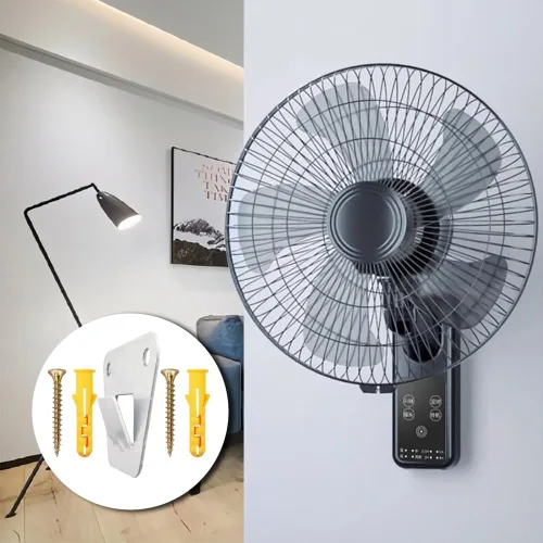 Vista 6 de Soportes de montaje para ventilador de pared, paquete de 2, plateado, acero, montaje en pared