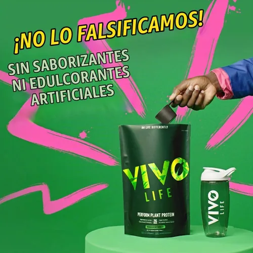 Vista 4 de Vivo life Perform Plant Protein en polvo, 0.88 oz de proteína con 0.21 oz