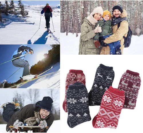 Vista 7 de Calcetines deportivos térmicos, cálidos, unisex, gruesos, con aislamiento térmico, para invierno