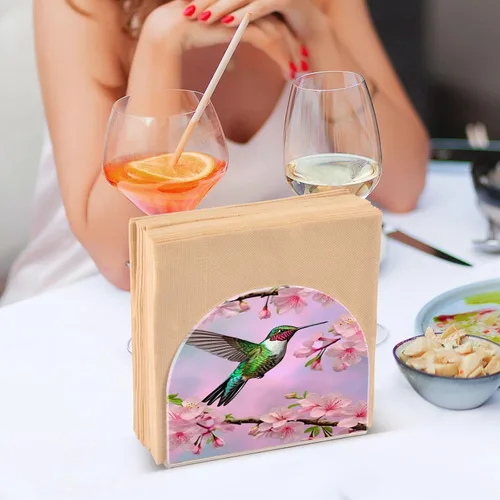 Vista 7 de Servilleteros de colibrí y flor de cerezo para mesas, servilleteros de acrílico transparente, servilleteros de cóctel para cocina, restaurante, bar