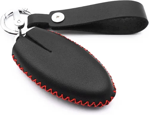 Vista 2 de Funda de cuero inteligente con 3 botones para llavero Infiniti EX35 FX35 QX50 QX70 Nissan Versa Rogue Pathfinder 370Z Armada Juke Murano Titan Negro