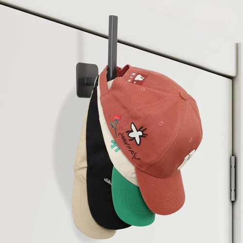 Vista 8 de Perchero para gorras de béisbol, ganchos adhesivos para sombreros para pared, organizador de gorras de béisbol, sin perforaciones, soporte fuerte