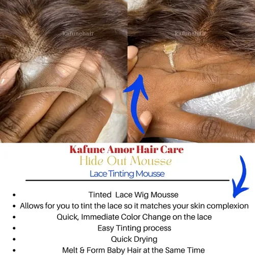 Vista 8 de Kafune - Mousse para fundir tinte – Corrector para pelucas de encaje, pelucas de cabello, tupés y piezas de cabello – Control de bordes de acabado