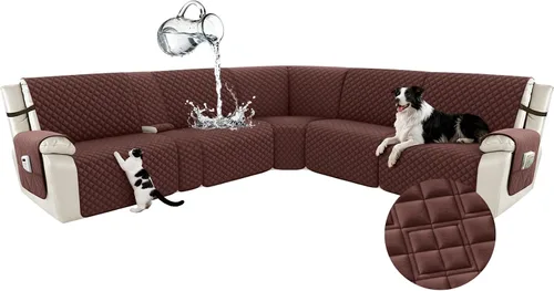 Vista 121 de Arfntevss Fundas para sofá seccional reclinable para sofá seccional en forma de L, funda antideslizante lavable para sofá reclinable con forma de L
