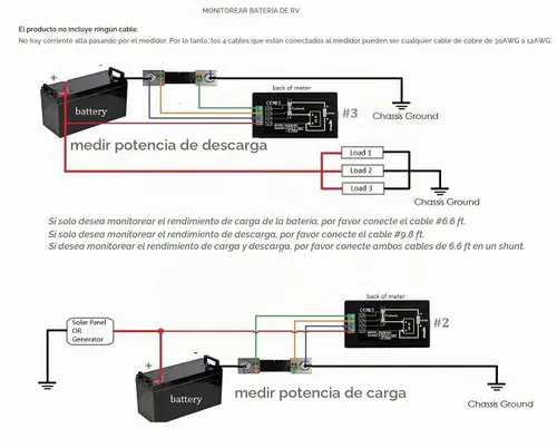 Vista 7 de DC 8-100V 0-100A Amp Meter Voltímetro Monitor de batería