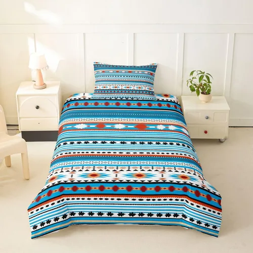 Vista 45 de Erosebridal Juego de funda de edredón estilo bohemio occidental tamaño individual, diseño de vaca atrapasueños del suroeste, juego de ropa de cama
