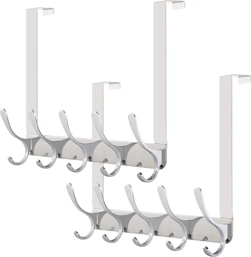 Vista 16 de WEBI Ganchos para colgar sobre la puerta, colgador de puerta, toallero sobre la puerta, perchero, toallero para abrigos, ropa, baño, color negro